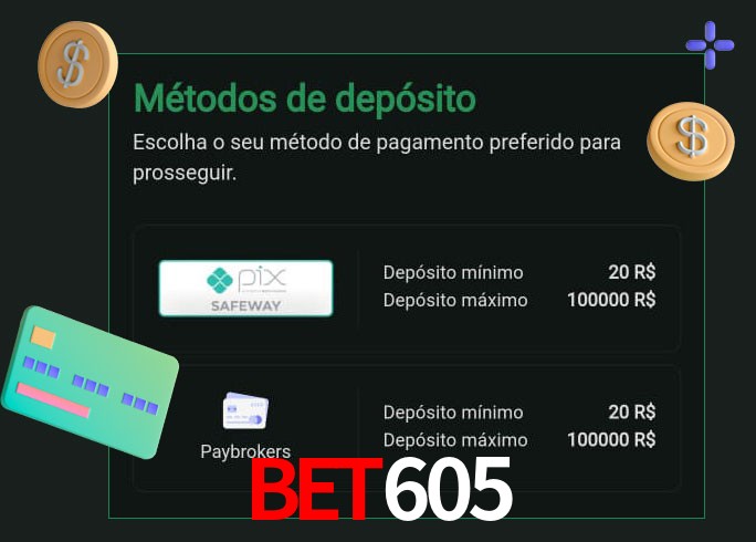 O cassino bet605 oferece uma grande variedade de métodos de pagamento